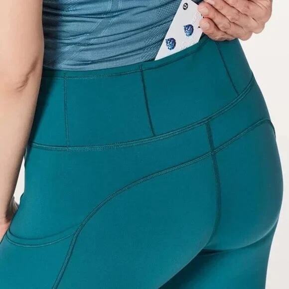 Lululemon Leggings Women’s 6 Blue Fast Free 25” Teal Nulux Pockets Athleisure - Picture 9 of 9